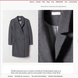 H&M Double-Breasted Wool Blend Coat 8